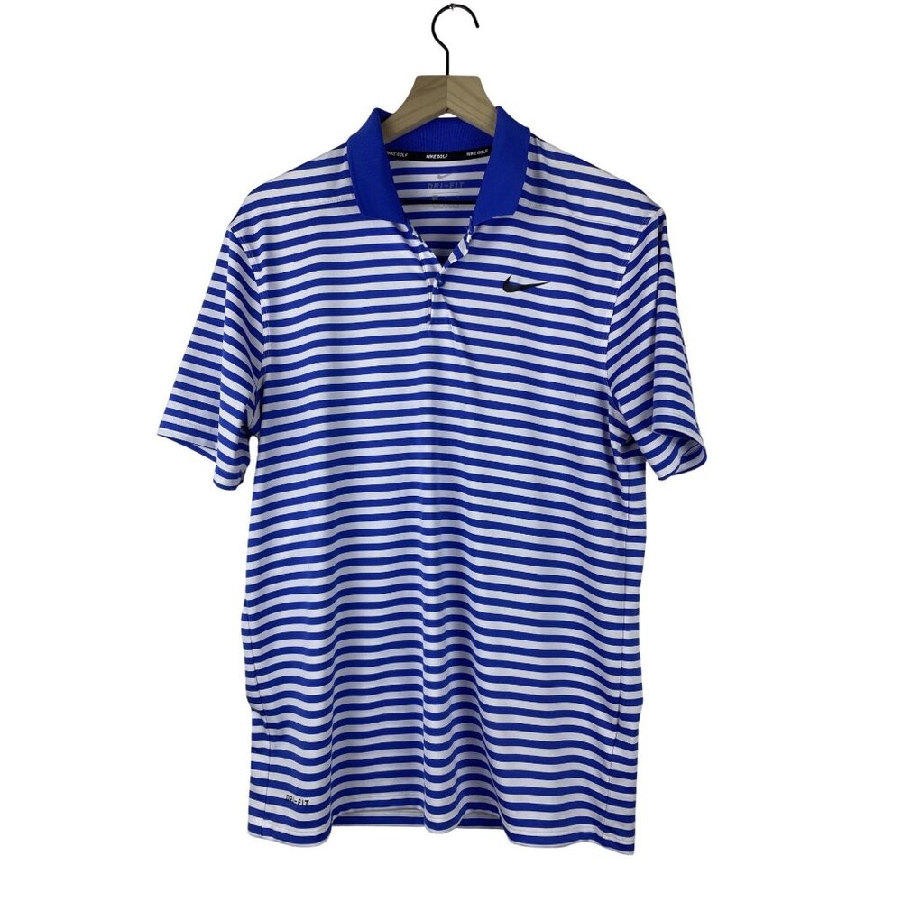 Nike Dri-Fit Performance Golf Polo Men's Medium Stripe Lightweight Breathable